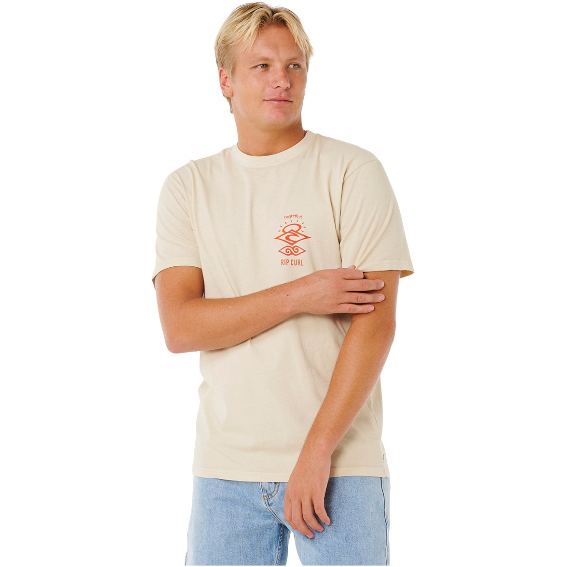 2026 Rip Curl Mens Search Icon Tee 0X9MTE - Vintage White